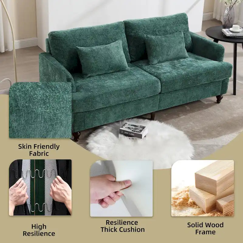 Upholstered Mid Century Modern Wood Frame Loveseat for Living Room