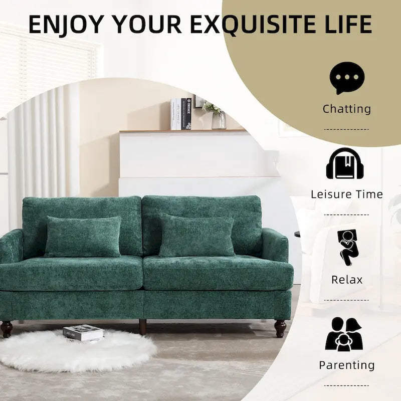 Upholstered Mid Century Modern Wood Frame Loveseat for Living Room