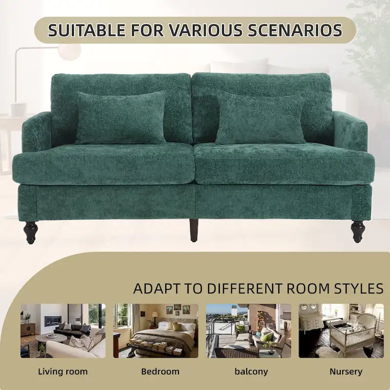 Upholstered Mid Century Modern Wood Frame Loveseat for Living Room