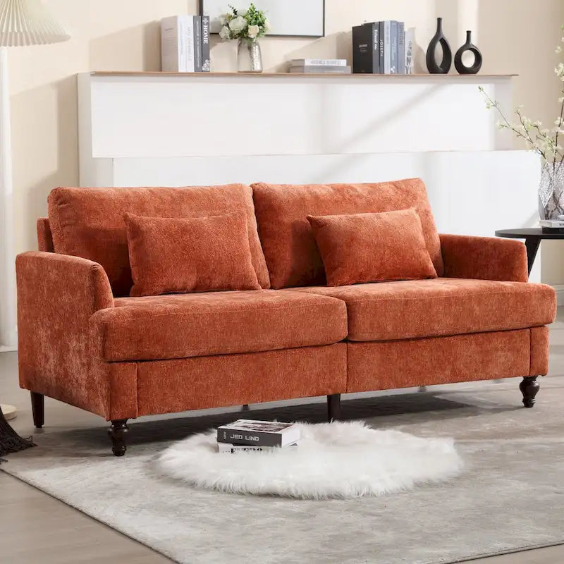 Upholstered Mid Century Modern Wood Frame Loveseat for Living Room