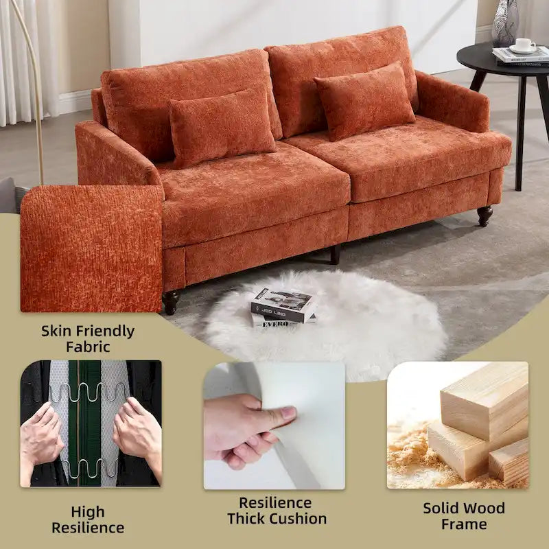 Upholstered Mid Century Modern Wood Frame Loveseat for Living Room