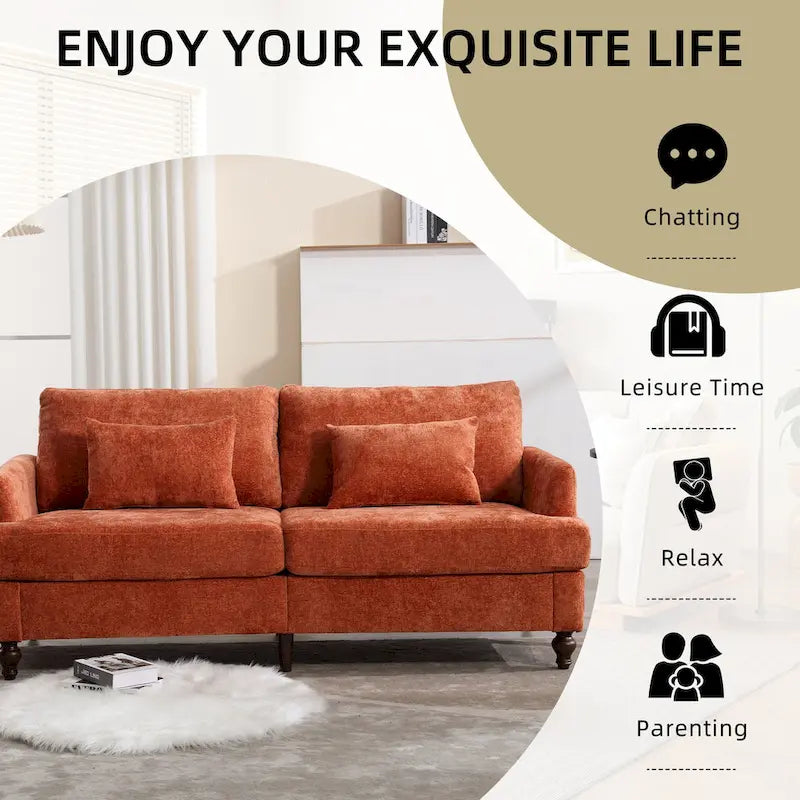 Upholstered Mid Century Modern Wood Frame Loveseat for Living Room