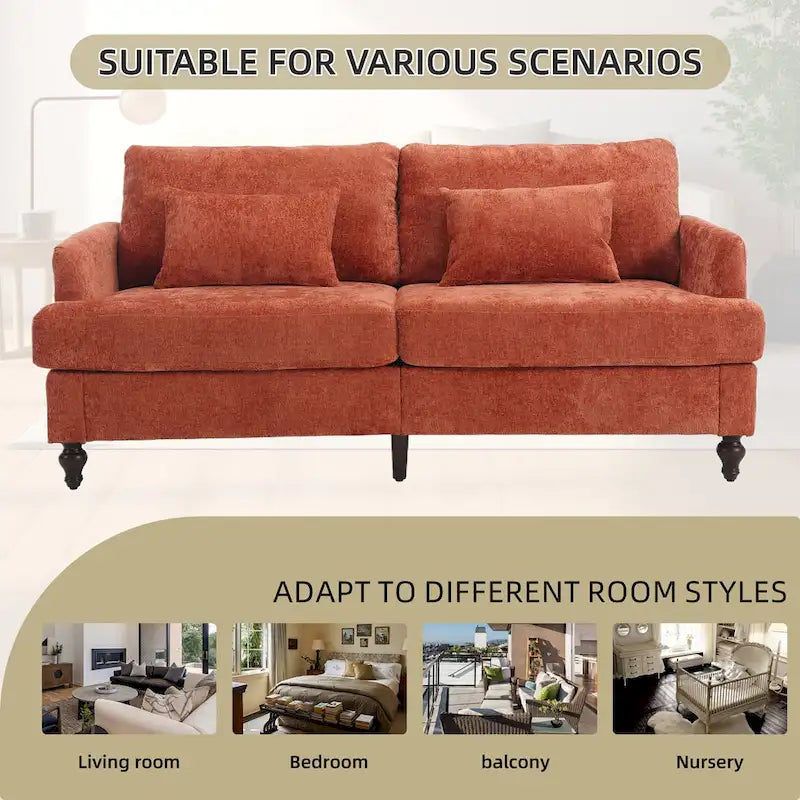 Upholstered Mid Century Modern Wood Frame Loveseat for Living Room