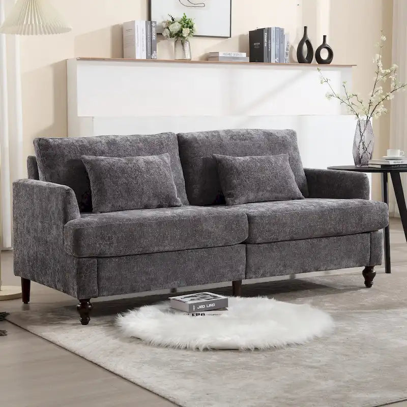 Upholstered Mid Century Modern Wood Frame Loveseat for Living Room