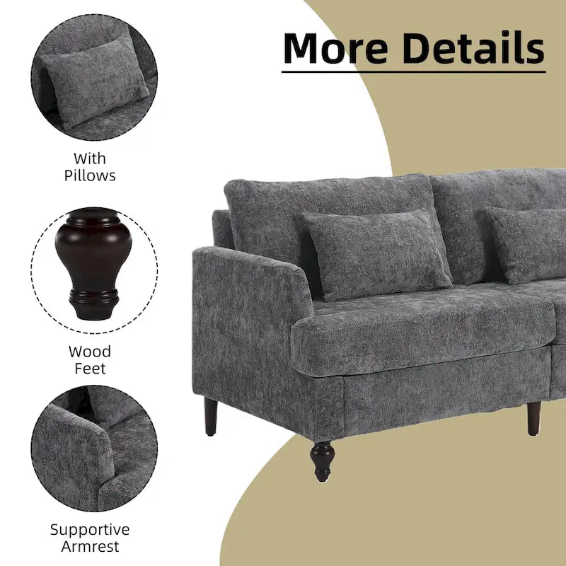 Upholstered Mid Century Modern Wood Frame Loveseat for Living Room
