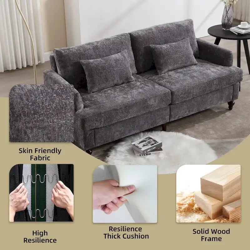 Upholstered Mid Century Modern Wood Frame Loveseat for Living Room