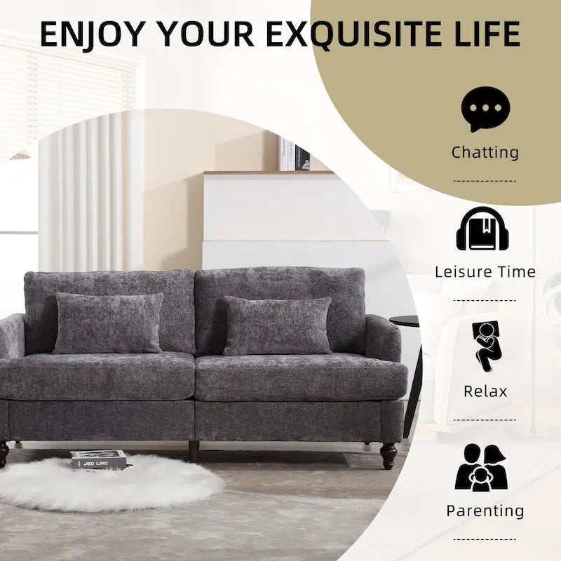 Upholstered Mid Century Modern Wood Frame Loveseat for Living Room