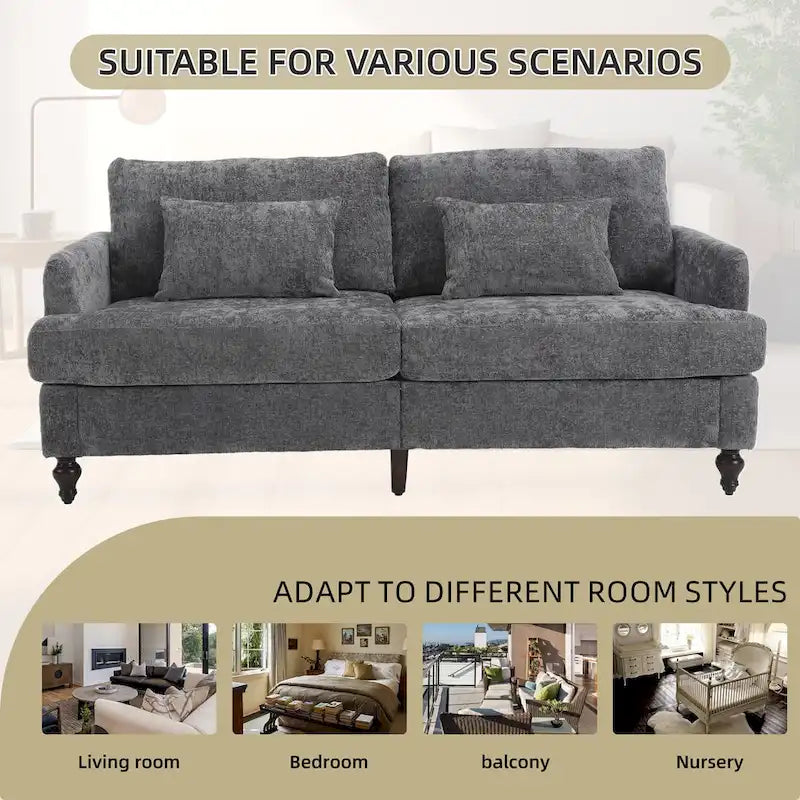 Upholstered Mid Century Modern Wood Frame Loveseat for Living Room