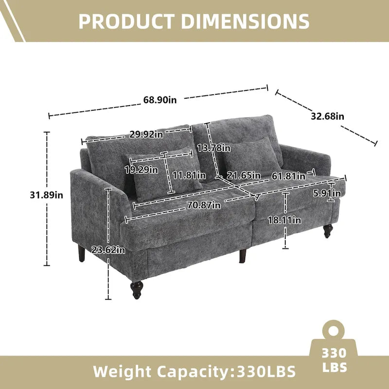 Upholstered Mid Century Modern Wood Frame Loveseat for Living Room