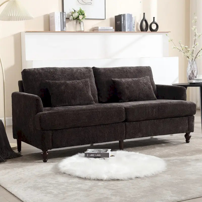 Upholstered Mid Century Modern Wood Frame Loveseat for Living Room
