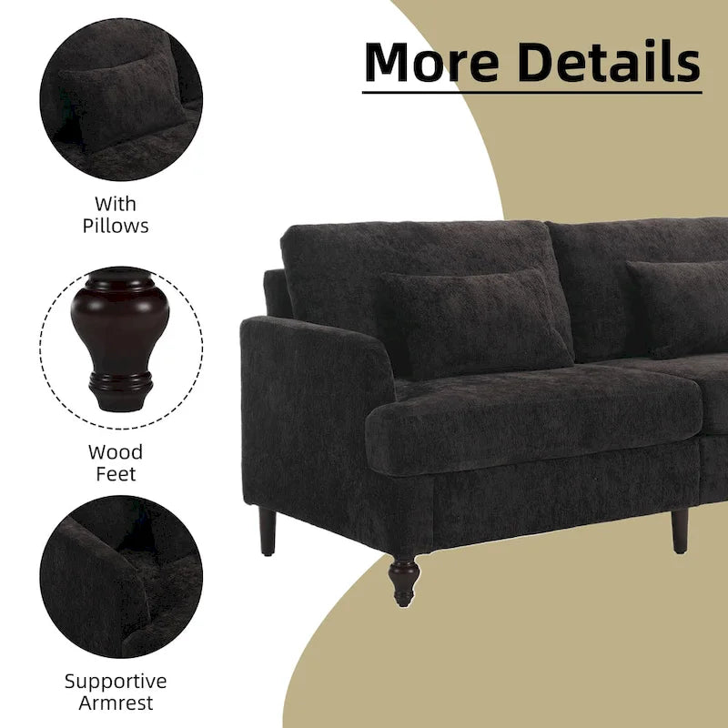 Upholstered Mid Century Modern Wood Frame Loveseat for Living Room