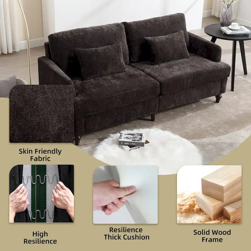 Upholstered Mid Century Modern Wood Frame Loveseat for Living Room