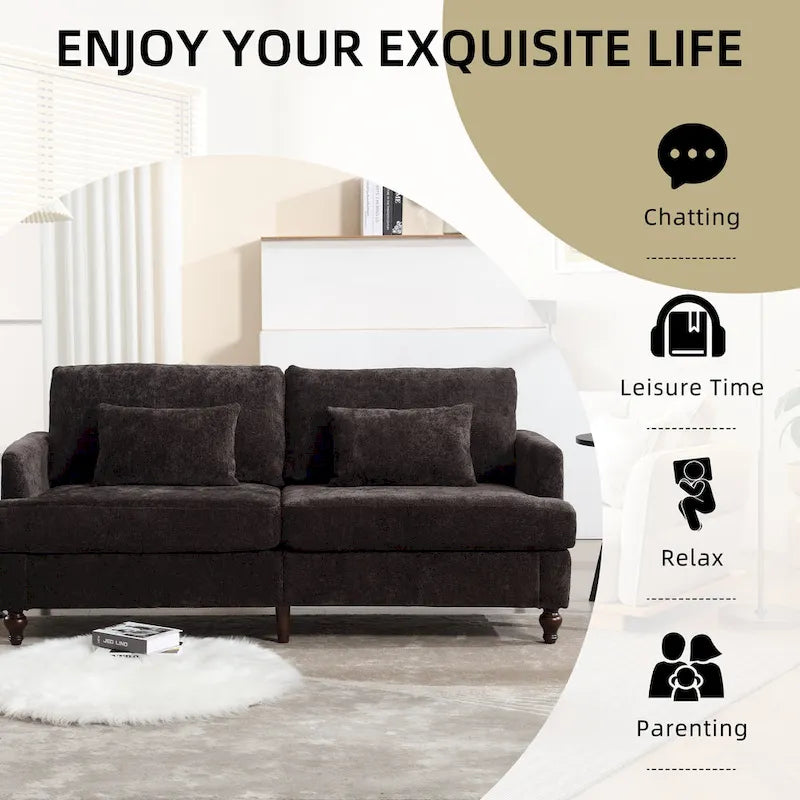 Upholstered Mid Century Modern Wood Frame Loveseat for Living Room
