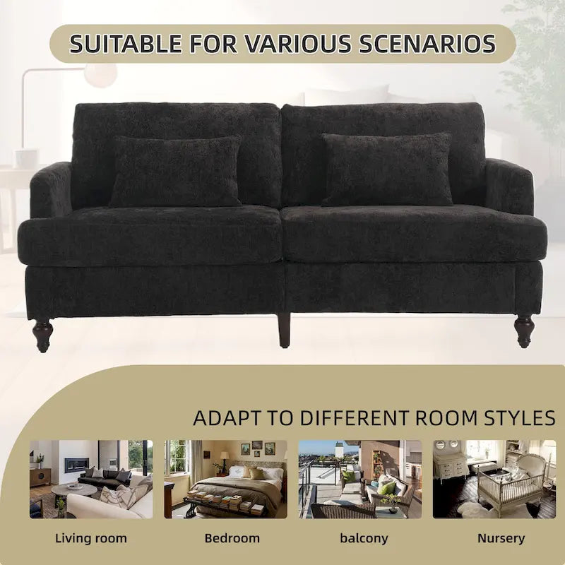 Upholstered Mid Century Modern Wood Frame Loveseat for Living Room