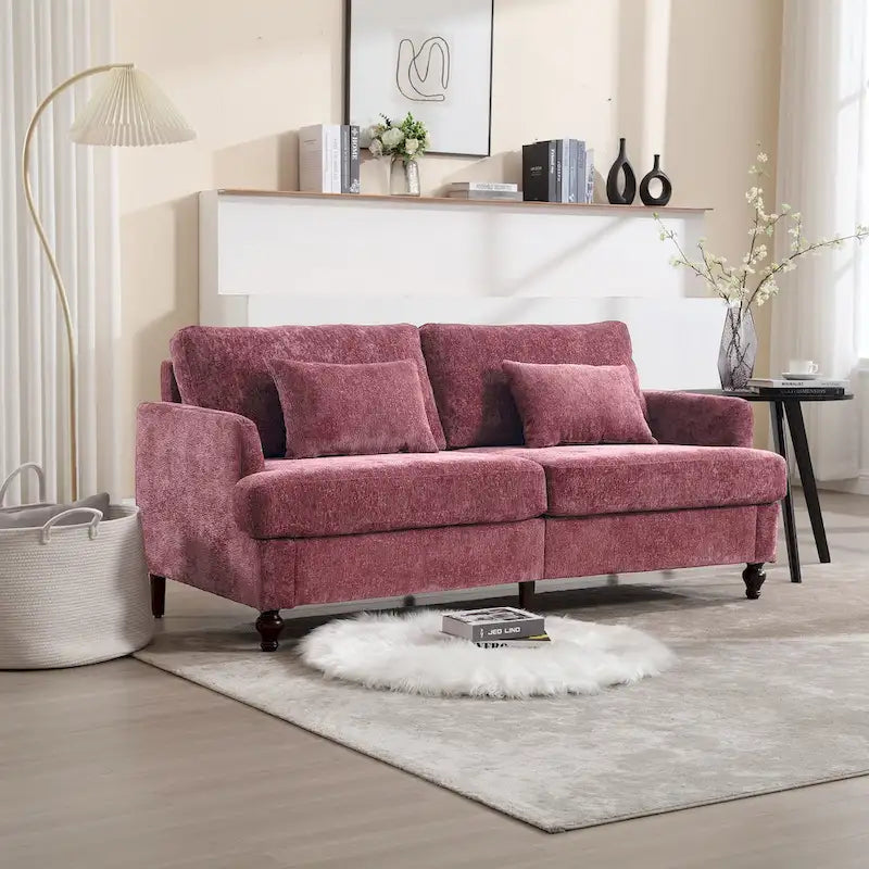 Upholstered Mid Century Modern Wood Frame Loveseat for Living Room