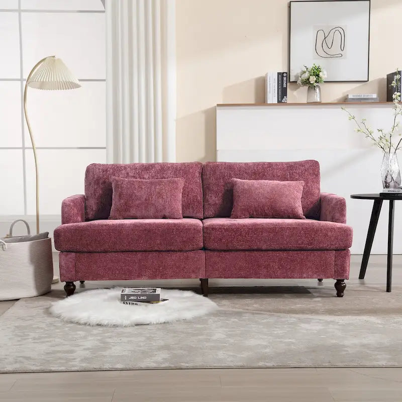 Upholstered Mid Century Modern Wood Frame Loveseat for Living Room