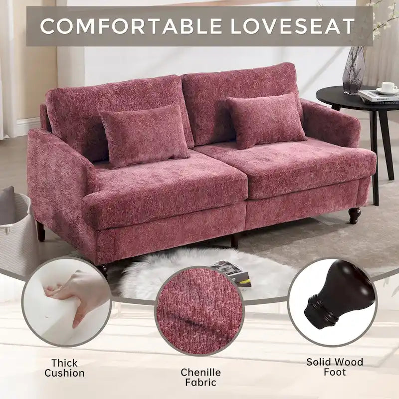 Upholstered Mid Century Modern Wood Frame Loveseat for Living Room