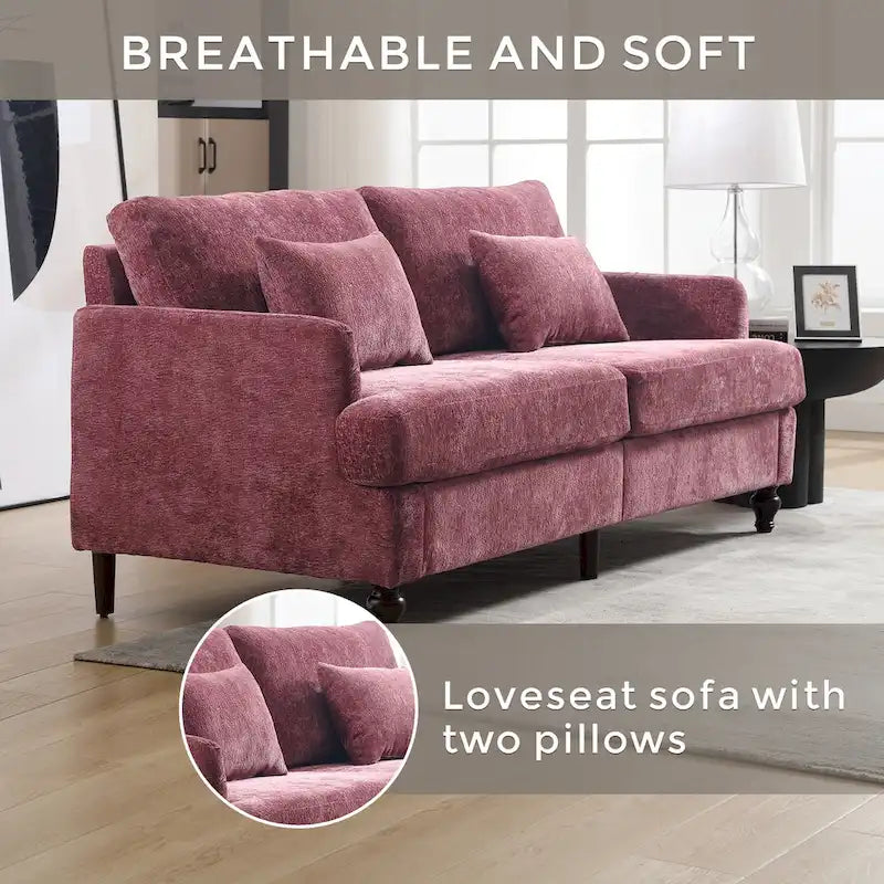 Upholstered Mid Century Modern Wood Frame Loveseat for Living Room
