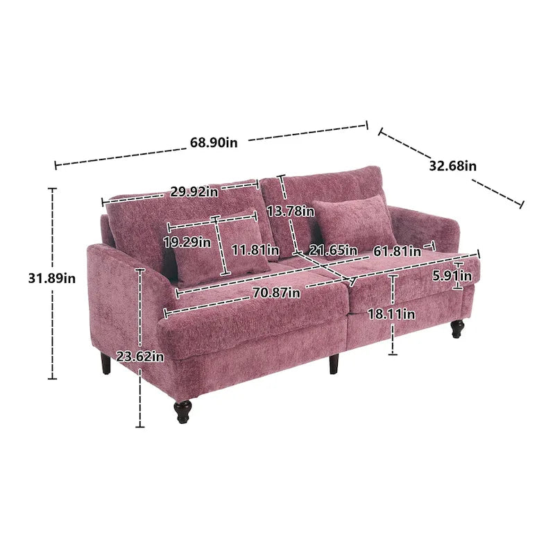 Upholstered Mid Century Modern Wood Frame Loveseat for Living Room