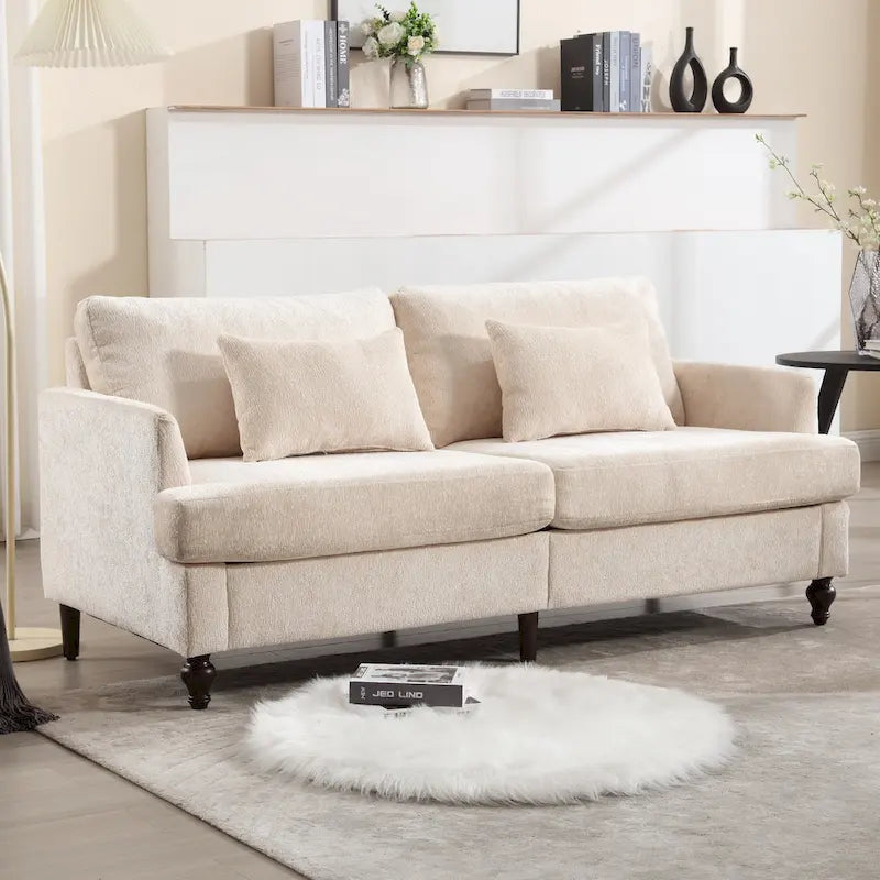 Upholstered Mid Century Modern Wood Frame Loveseat for Living Room