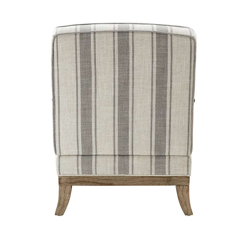 Farmhouse Polyester Armchair with Solid Wood Legs