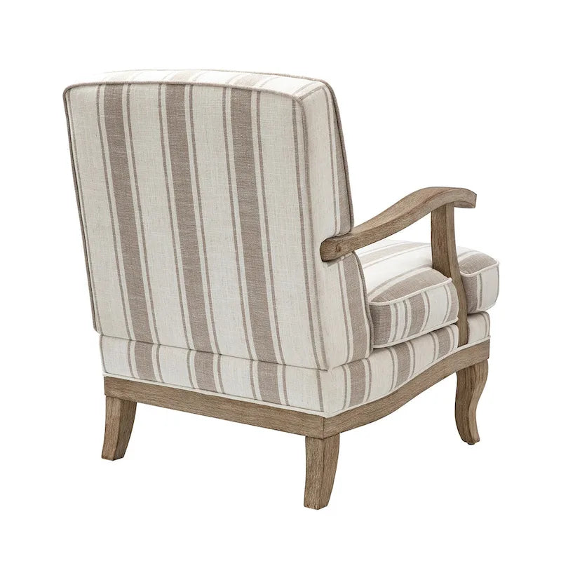 Farmhouse Polyester Armchair with Solid Wood Legs