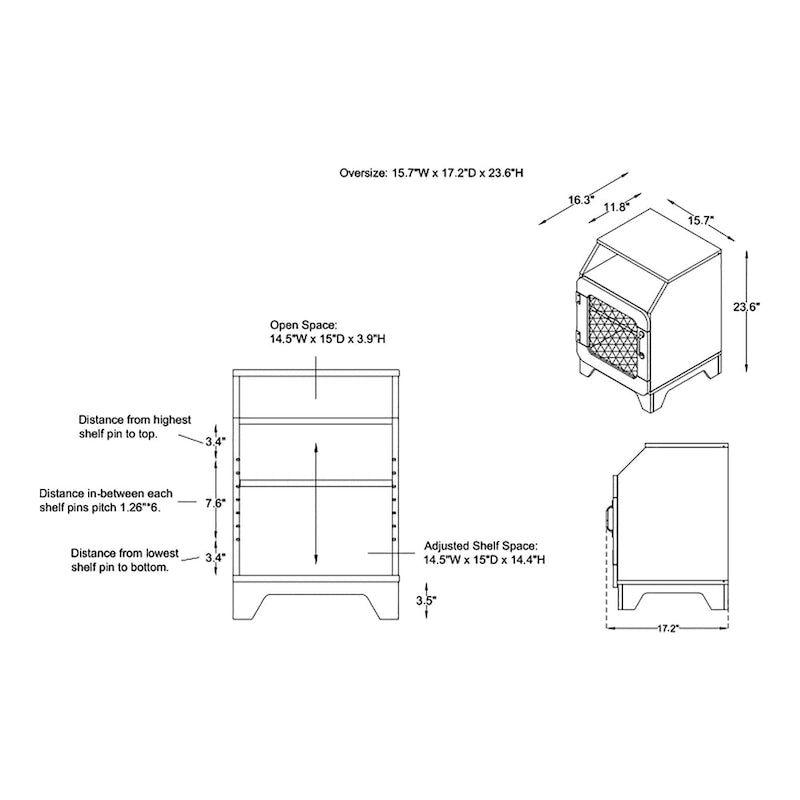 16-inch 3-Shelf End Table