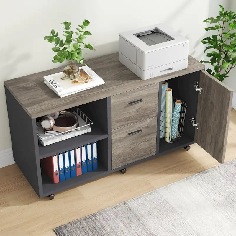 70.8 Inch L-shaped Computer Desk with Reversible File Drawer Cabinet, Executive Office Desk