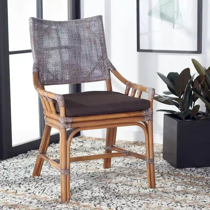 Coastal Rattan Cushion Chair 22 W x 24 L x 37 H 22W x 24D x 37H