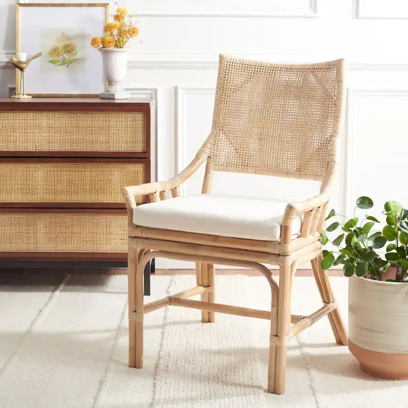Coastal Rattan Cushion Chair 22 W x 24 L x 37 H 22W x 24D x 37H