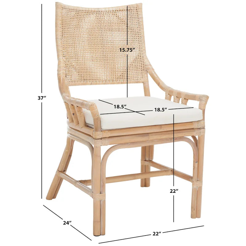 Coastal Rattan Cushion Chair 22 W x 24 L x 37 H 22W x 24D x 37H