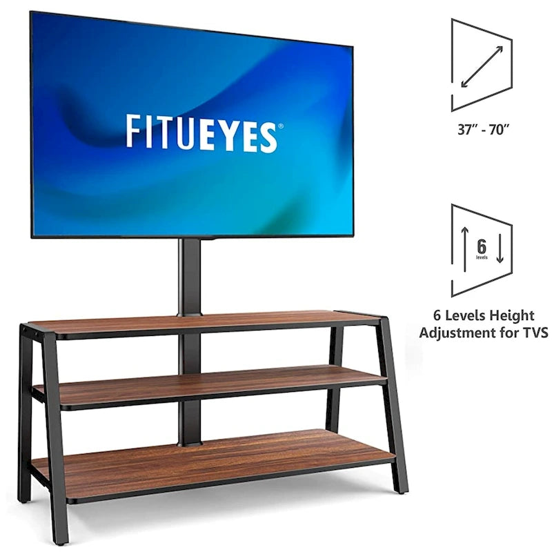 3-Tier Floor TV Stand with Mount for 37-70 Inch TVs, Walnut