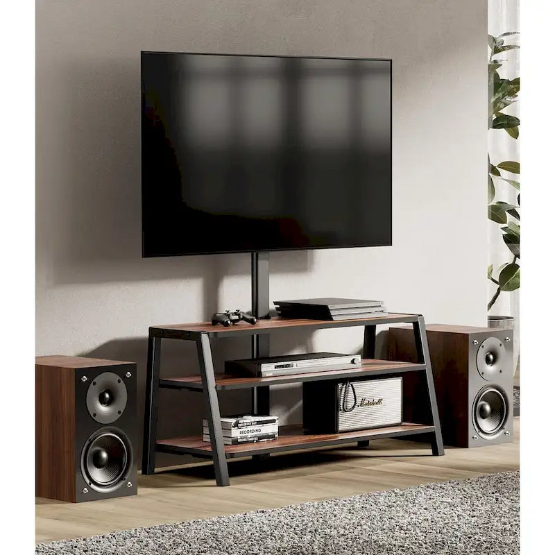 3-Tier Floor TV Stand with Mount for 37-70 Inch TVs, Walnut