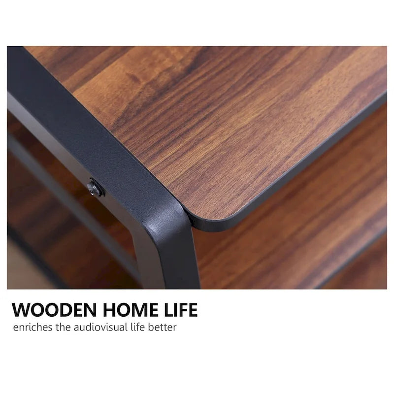 3-Tier Floor TV Stand with Mount for 37-70 Inch TVs, Walnut