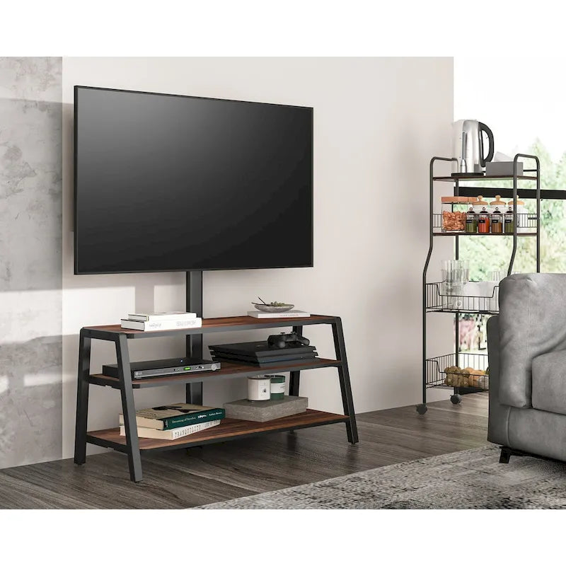 3-Tier Floor TV Stand with Mount for 37-70 Inch TVs, Walnut