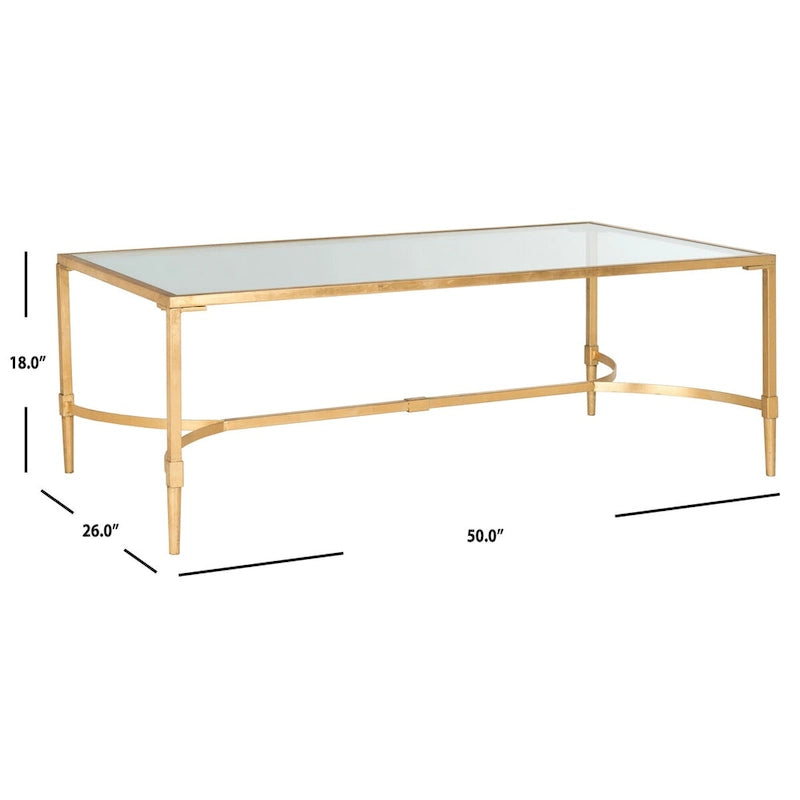 Gold Coffee Table 50 x 26 x 18 50Wx26Dx18H