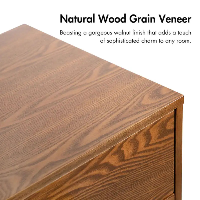 Midcentury Walnut 5-Drawer Chest with Interlocking Drawers