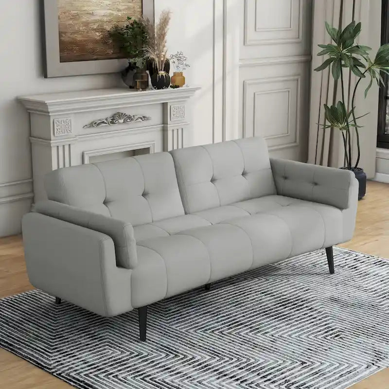 75 Convertible Sleeper Sofa Bed With Adjustable Tufted Back
