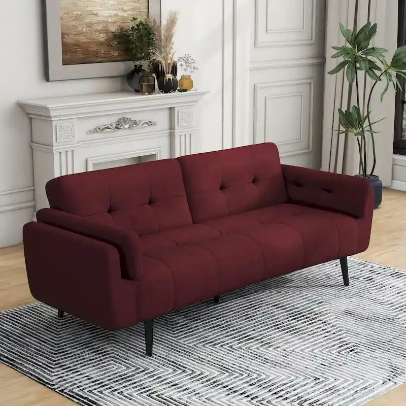 75 Convertible Sleeper Sofa Bed With Adjustable Tufted Back