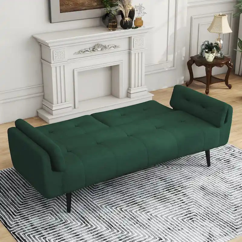 75 Convertible Sleeper Sofa Bed With Adjustable Tufted Back