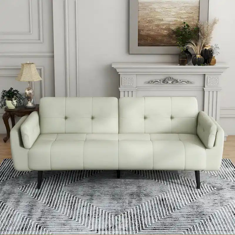 75 Convertible Sleeper Sofa Bed With Adjustable Tufted Back