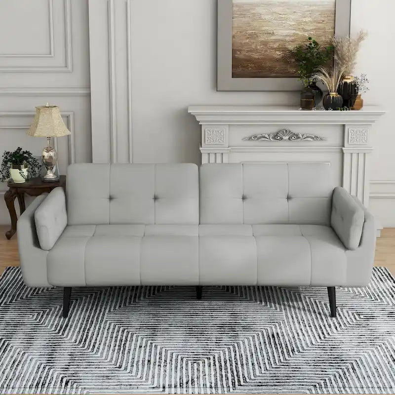 75 Convertible Sleeper Sofa Bed With Adjustable Tufted Back