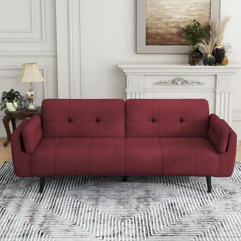 75 Convertible Sleeper Sofa Bed With Adjustable Tufted Back