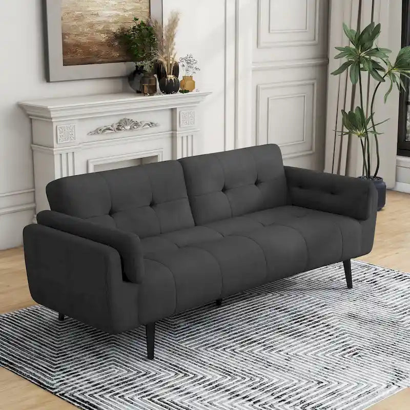 75 Convertible Sleeper Sofa Bed With Adjustable Tufted Back
