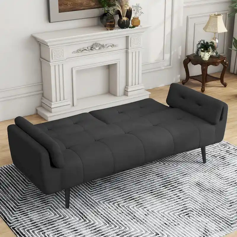 75 Convertible Sleeper Sofa Bed With Adjustable Tufted Back