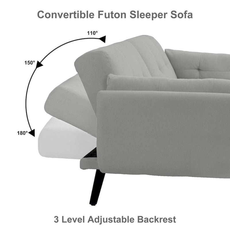 75 Convertible Sleeper Sofa Bed With Adjustable Tufted Back
