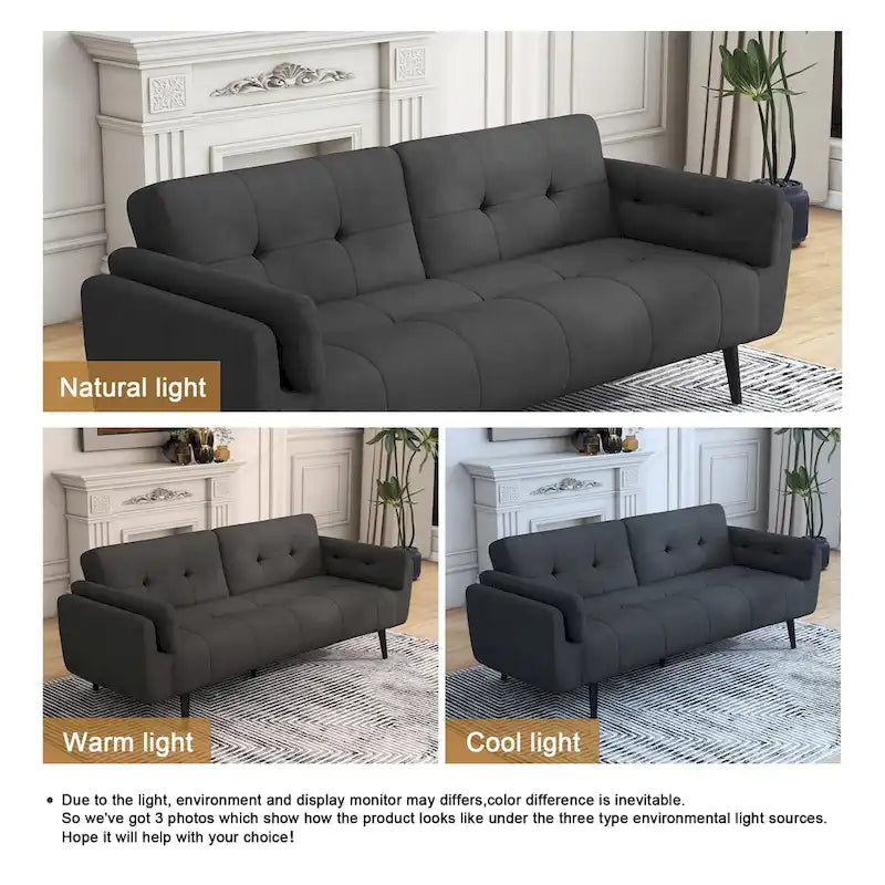 75 Convertible Sleeper Sofa Bed With Adjustable Tufted Back