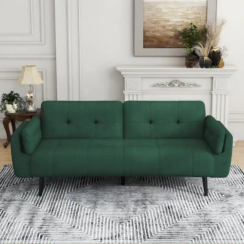 75 Convertible Sleeper Sofa Bed With Adjustable Tufted Back