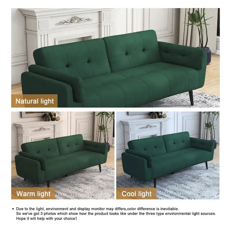 75 Convertible Sleeper Sofa Bed With Adjustable Tufted Back