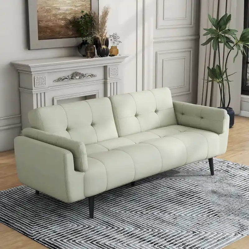 75 Convertible Sleeper Sofa Bed With Adjustable Tufted Back